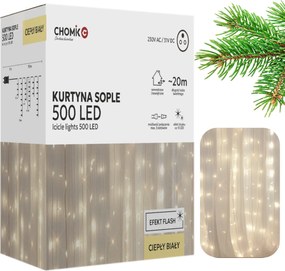 Jégcsapok Karácsonyfa lámpák 500 led flash Meleg fehér Teljesítmény Fényfüggöny 9881