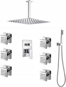 Falsík Alatti Zuhanyszett Hidromasszázs Króm Esőztető 25 cm