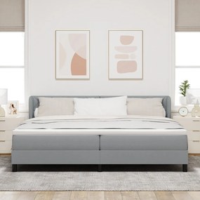 Boxspring Ágy Matrac nélkül Világosszürke 200x200 cm Szövet