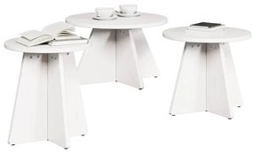 Dohányzóasztal 3 pcs Fehér 49 x 49 x 30 cm Tömör fenyőfa