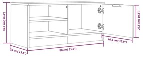 2 db fehér szerelt fa TV-szekrény 80 x 35 x 36,5 cm
