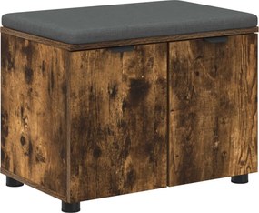 vidaXL Előtér pad Füstölt Tölgy 60 x 38 x 46 cm Műanyag Fa és Szövet