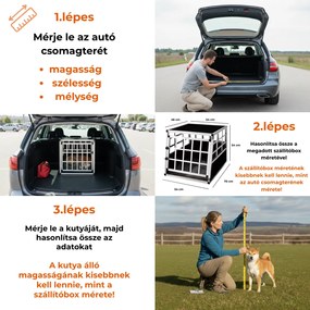 BRUNO kutyaszállító box, 70x54x51cm, ezüst/fekete Cadoca