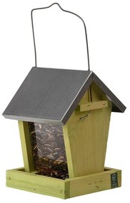 Felakasztható önetetős madáretető, cink tetővel, 22 cm