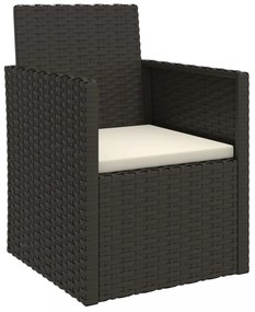 4 részes fekete polyrattan kültéri ülőgarnitúra párnákkal