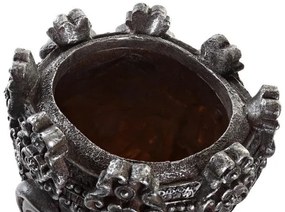 Antikolt sötét szürke Buddha fej kaspó 20,5x20x30 cm
