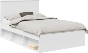 vidaXL Ágykeret fejtámlával Fehér 120 x 190 cm Tömör fenyőfa