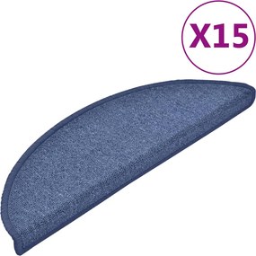 vidaXL 15 db kék félkör alakú lépcsőszőnyeg 56 x 17 x 3 cm
