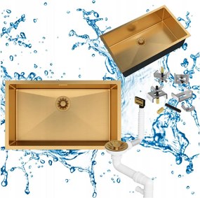 Acél Mosogató Asztal Alatti Egykamrás Arany SILVO75 Lux szifon