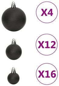 111 részes fekete polisztirol karácsonyi gömb szett