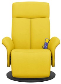 citromsárga szövet dönthető masszázsfotel lábtartóval
