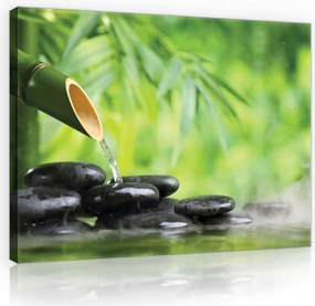Vászonkép 80x60 Spa relaxáció kövek bambusz víz nyugalom harmónia természet zöld