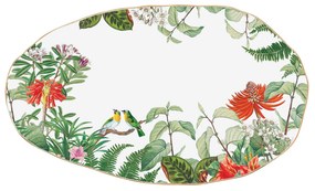 Trópusi mintás porcelán kínáló tál ovális Exotica