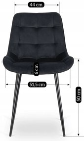 Fekete Bársony Étkezőszék. CHRIS