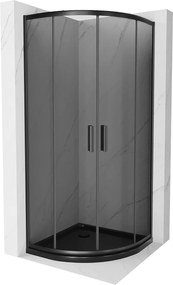 Mexen Rio, szögletes zuhany tolóajtóval 90 (ajtó) x 90 (ajtó) x 190 cm, 5mm szürke üveg, fekete profil + fekete Vékony zuhanytálca, 863-090-090-70-40…