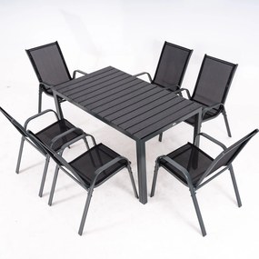 Furnigo Hamburg kerti bútor szett 1+6 - fekete