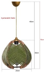 Sötétzöld-natúr színű függőlámpa textil búrával ø 25 cm – Opviq lights