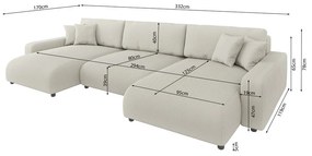 Krémszínű kordbársony kinyitható tárolóhelyes sarokkanapé Sara – Ropez