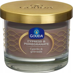 Illatos gyertya ĂŒvegben a Gouda Cypress & PomegrĂĄnate kollekciĂłbĂłl