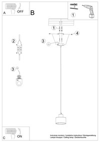 Fekete függőlámpa ø 12 cm Alastro – Nice Lamps