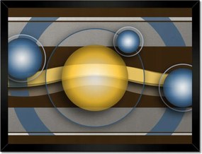Poszterek keretben 40x30 Divatos kék és sárga gömbök Absztrakt