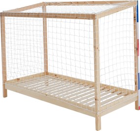 Montessori ágy, természetes/fehér/kék/piros, 90x200, FUTAL