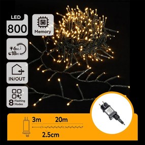 Aigostar - LED kültéri fényfüzér, 800 LED, 8 üzemmód, 23 m, IP44, meleg fehér