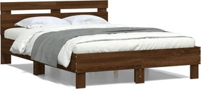 vidaXL barna tölgyszínű szerelt fa ágykeret fejtámlával 120 x 190 cm