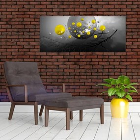 Kép- sárga absztrakt gömbök (120x50 cm)