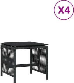 vidaXL 4 db fekete polyrattan kerti szék párnával 41 x 41 x 36 cm