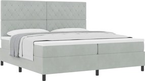 vidaXL Boxrugós ágy matracmal Világosszürke 200 x 200 cm szövet