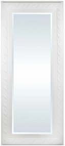 Élcsiszolt téglalap alapú fali tükör faragott fehér fa keretben 140x60x4cm
