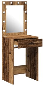 Sminkasztal LED világítással Régi fa 50x41x135 cm