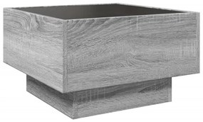 szürke sonoma szerelt fa dohányzóasztal LED-del 50 x 50 x 30 cm