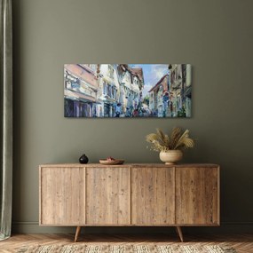 Kép - régi város sikátora, akril festmény (120x50 cm)