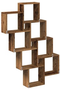 antik fa színű szerelt fa fali kocka polcok 90x15x119,5 cm