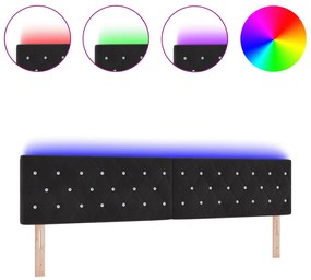 LED fejvég kristálygombos steppeléssel fekete 100 cm bársony