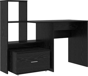 vidaXL Asztal fiókkal Fekete tölgy 131,5 x 50 x 106,5 cm Faanyag