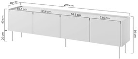 Desin 220 4D1SZ négyajtós TV-szekrény polccal - matt fekete / nagano-tölgy