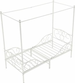Fém ágyégbolttal, fehér, 90x200, ADELISA
