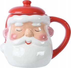 Kerámia bögre Mikulás füllel, karácsonyi fedéllel