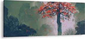 Egy magányos vörös fa képe (120x50 cm)