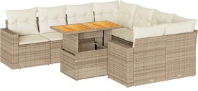 vidaXL 9 részes bézs polyrattan kerti ülőgarnitúra párnákkal