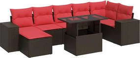 vidaXL 8 részes barna polyrattan akácfa kerti ülőgarnitúra párnákkal