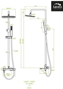 Laveo Tores, falra szerelhető zuhanygarnitúra forgatható kád kifolyóval, króm, LAV-PLT_00KB