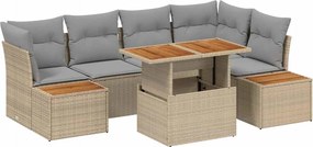 vidaXL Kerti Kanapé Szett tárolóval 10 pcs Bézs Poli rattan