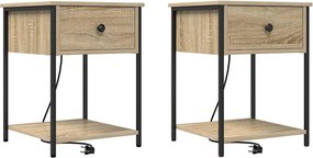 vidaXL Éjjeliszekrény 2 pcs Sonoma tölgy 42 x 41 x 56 cm Faanyag