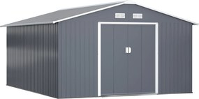 Outsunny Fém Szerszámtároló 26.2m³ 340x386x200cm Tetővel Ellátott Szerszámtároló Alapozott Csúszóajtóval Lokális időjárásálló Kerti Ház Kültéri Kertés