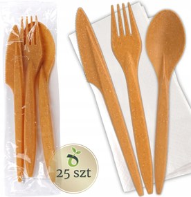 Többször felhasználható evőeszközök Wpc szalvéta villa kés kanál szett 25db-os Ecopicnic