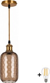 BRILAGI-LED kábeles függőlámpa RETRO GLASS 1xE27/60W/230V átm. 14 cm arany/füstbarna